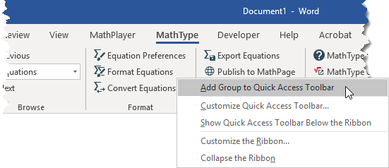 mathtype commands for microsoft word error