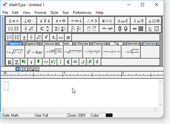 equation editor tool bar