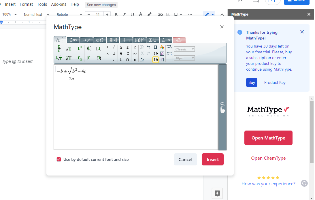 MathType For Google Workspace