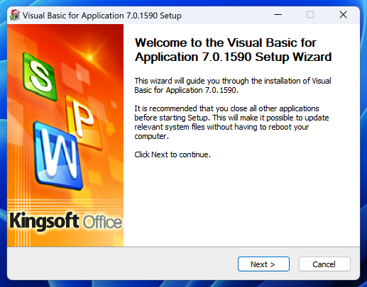 VBA 7.0.1590 Setup Wizard