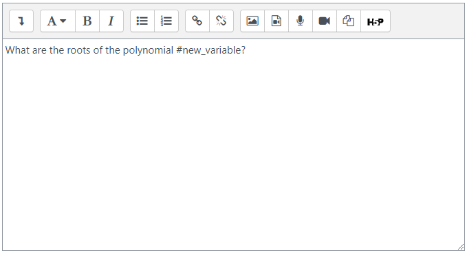 Statement of a WirisQuizzes question involving variables