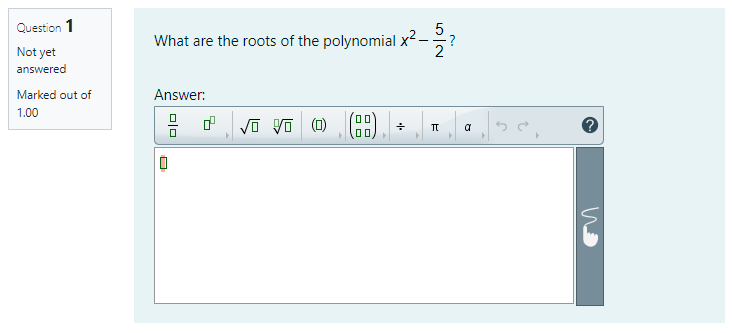 Preview of the corresponding WirisQuizzes question involving variables