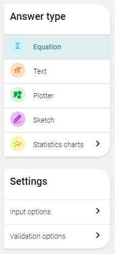 Two main sections (answer type and settings) to deepen into the multiple capabilities of the tool