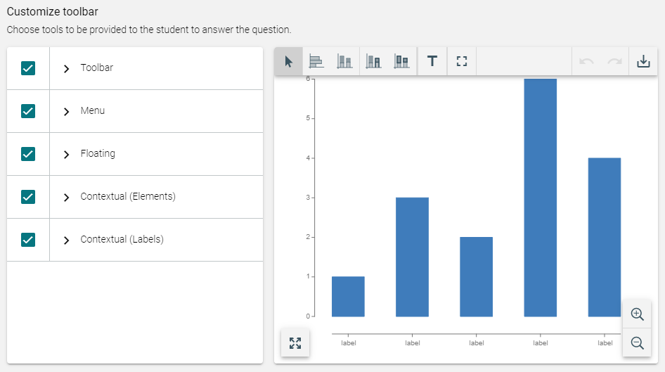 Customize toolbar section when a statistics chart is selected