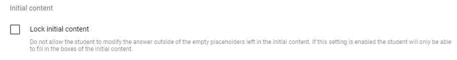 Initial content panel to do not allow the student to modify the answer outside of the empty placeholders
