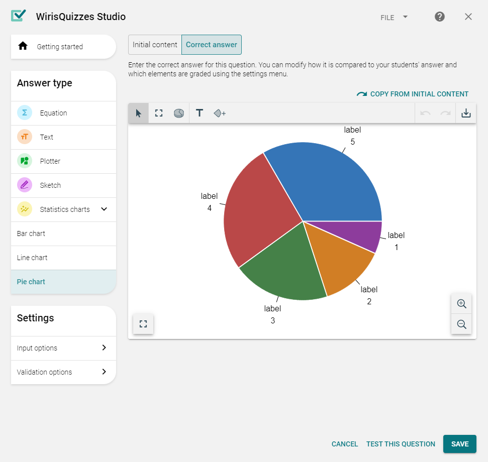 Pie charts example with several pieces