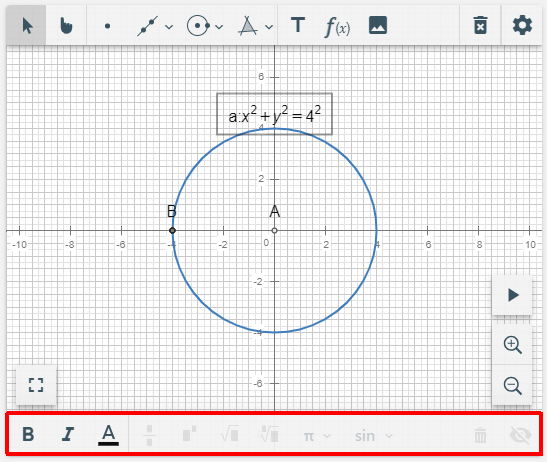 Wiris Graph with the contextual labels remarked