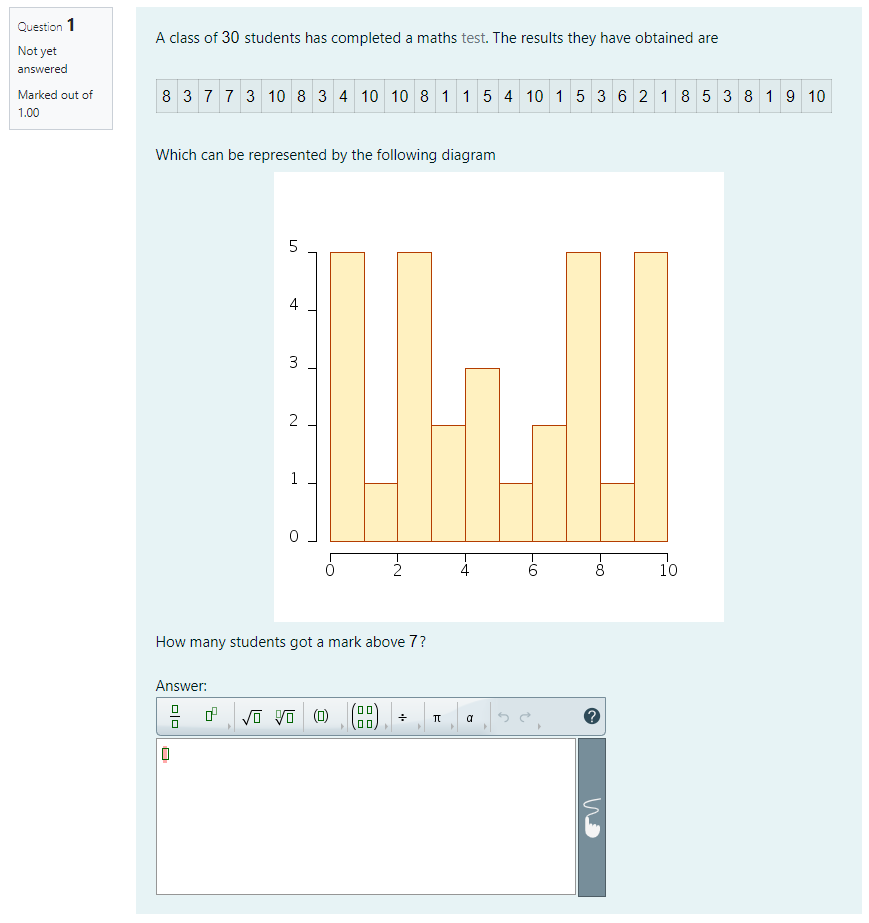 Example of a question assessed automatically with a statistical graph